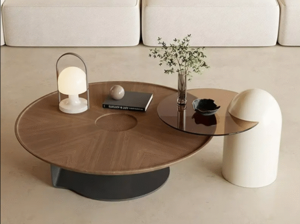Italian minimalist round creative coffee table and side table set, modern and simple for living room, suitable for small apartments, with a touch of light luxury and high-end feel. - 图片 2
