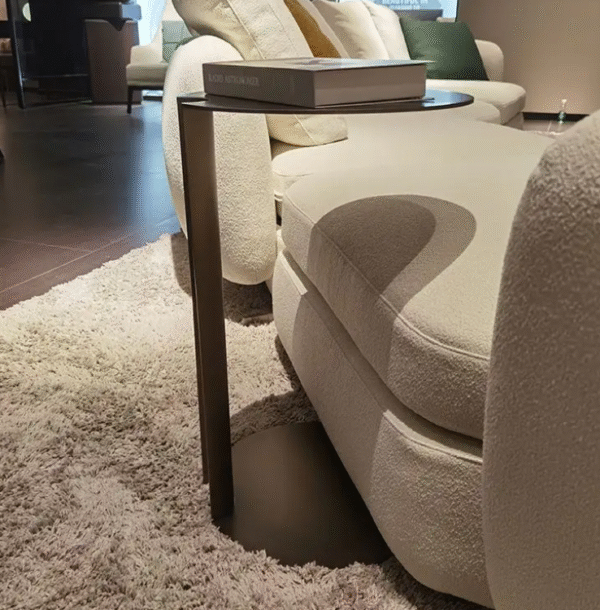 Italian minimalist stainless steel corner table, modern and simple living room design, irregular metal side table, light luxury and movable round table. - 图片 2