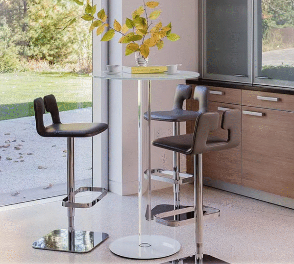 Bar chair designer luxury high-end adjustable bar stool chair stainless steel rotating high-legged stool bar chair household island dining chair - 图片 3