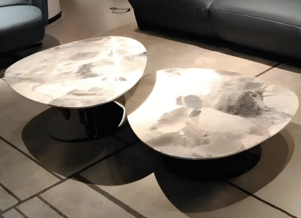 Italian minimalist marble coffee table with luxurious stainless steel triangular modern minimalist trendy design - high-end side table - 图片 2